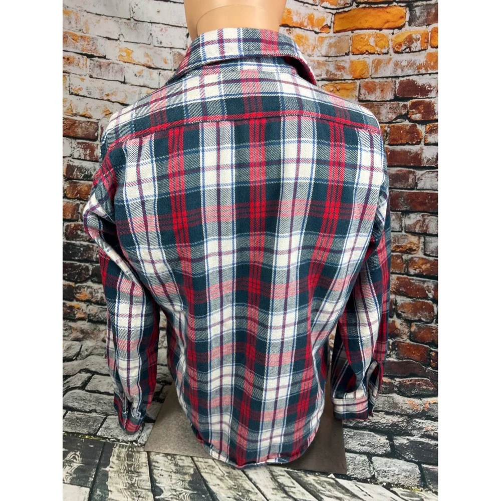 Vintage WearGuard Mens Plaid Flannel Shirt Button Up Red‎ Blue White